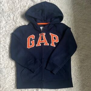GAP Kids Navy Blue and Orange Zip-Up Hoodie Sweatshirt